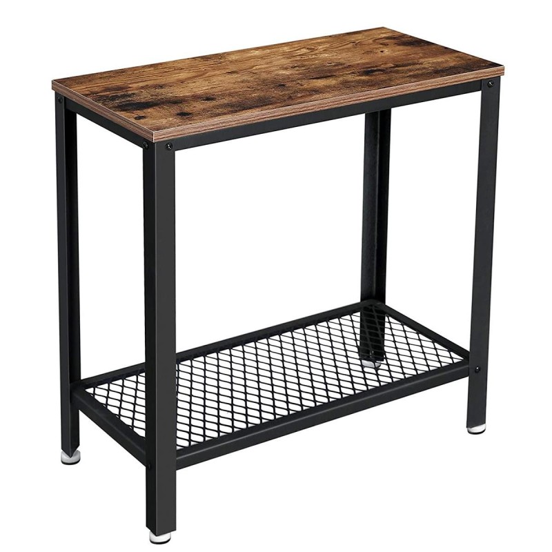 Mesa Auxiliar SMITH, en Metal y Madera, color Negro y Marrón Oscuro