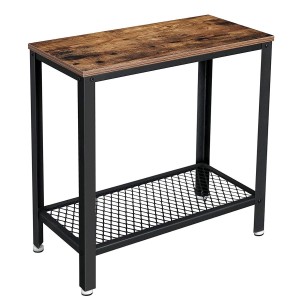 Mesa Auxiliar SMITH, en Metal y Madera, color Negro y Marrón Oscuro