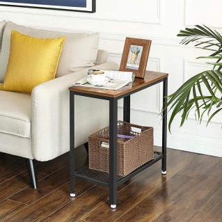 Mesa Auxiliar SMITH, en Metal y Madera, color Negro y Marrón Oscuro 2