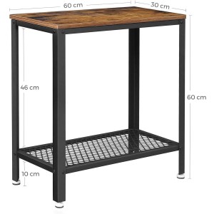 Mesa Auxiliar SMITH, en Metal y Madera, color Negro y Marrón Oscuro