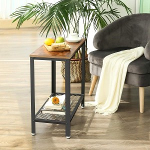 Mesa Auxiliar SMITH, en Metal y Madera, color Negro y Marrón Oscuro