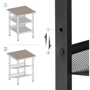 Mesa Auxiliar SAURO, en Metal y Madera, color Negro y Marrón Oscuro