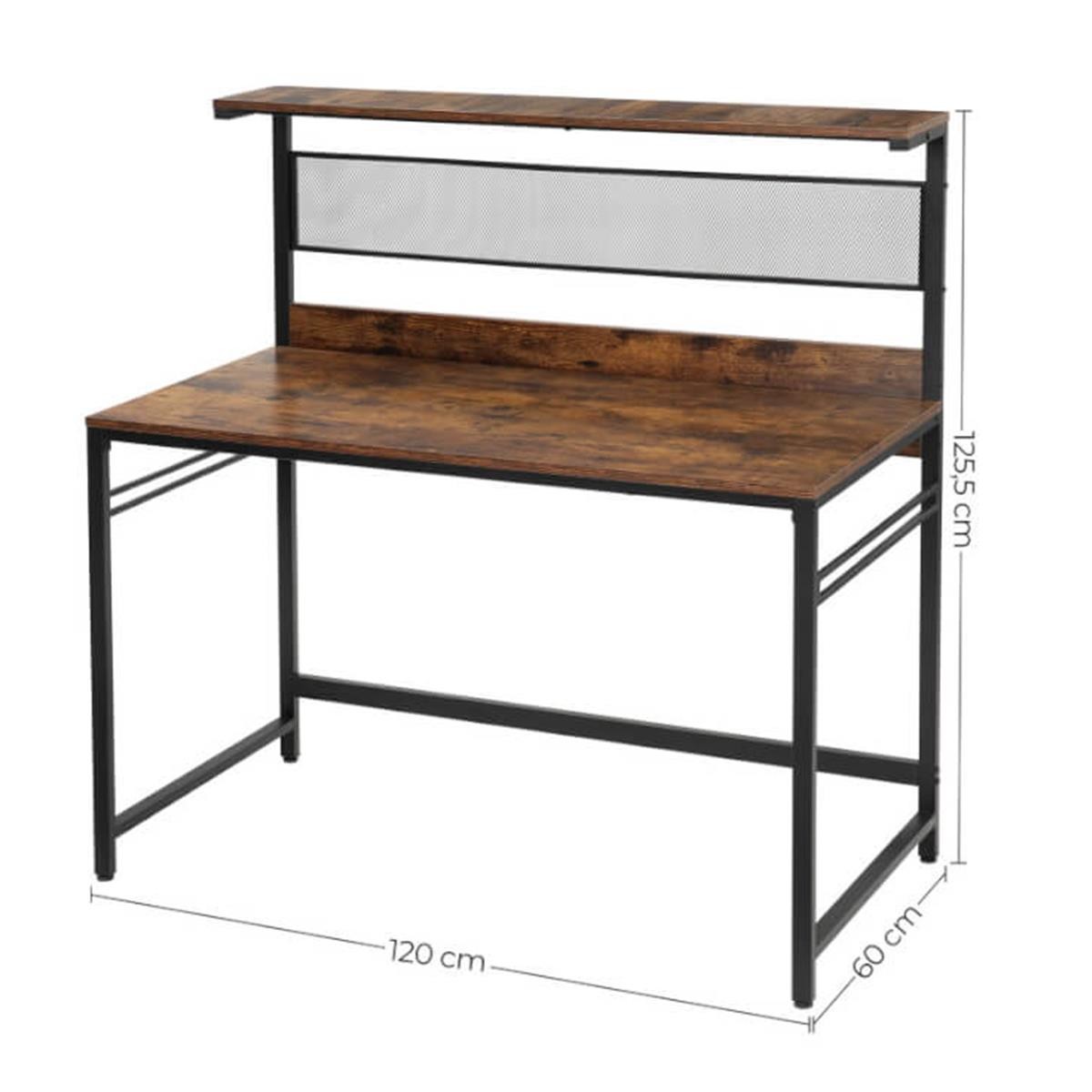 Mesa de Oficina CLASSIC, 120x60x125,5 cm, en Metal y Madera, color Negro y Nogal