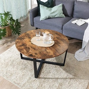 Mesa Auxiliar SALLY, en Metal y Madera, color Negro y Marrón Oscuro