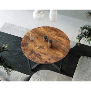 Mesa Auxiliar SALLY, en Metal y Madera, color Negro y Marrón Oscuro