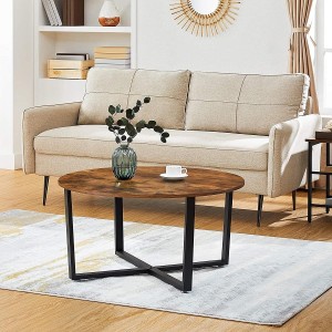 Mesa Auxiliar SALLY, en Metal y Madera, color Negro y Marrón Oscuro