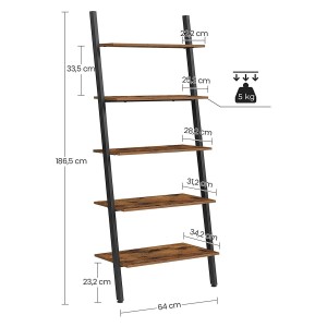 Estantería NANCY, Diseño Moderno en Escalera, en Madera color Nogal