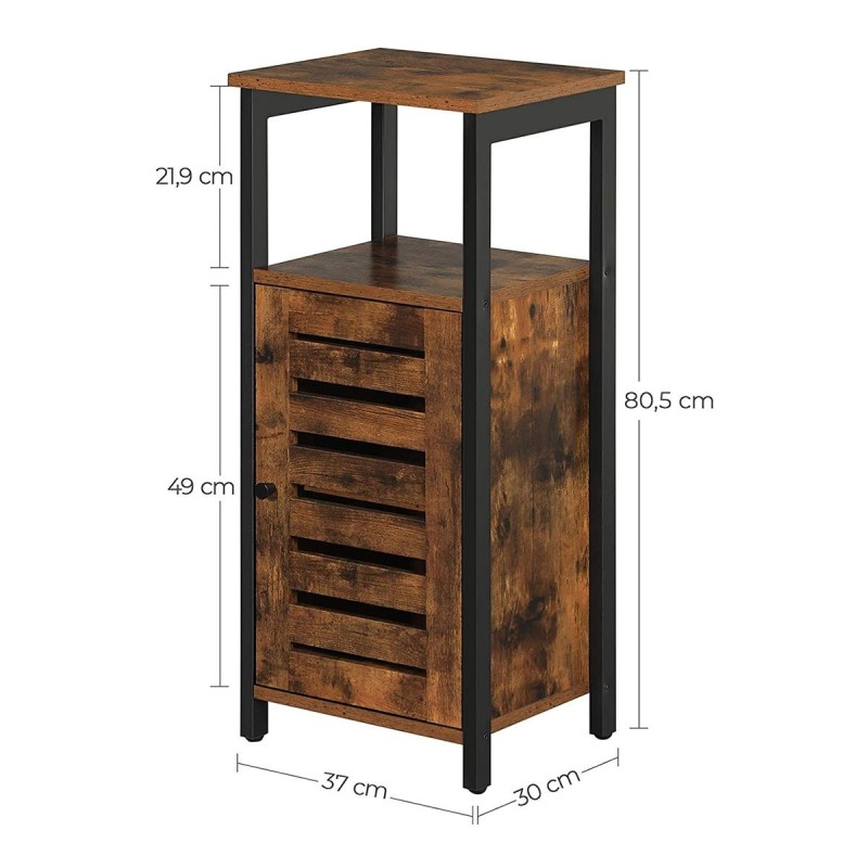Mesa Auxiliar LAGUNA en Metal y Madera, color Negro y Marrón Oscuro