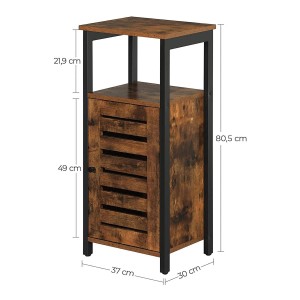 Mesa Auxiliar LAGUNA en Metal y Madera, color Negro y Marrón Oscuro