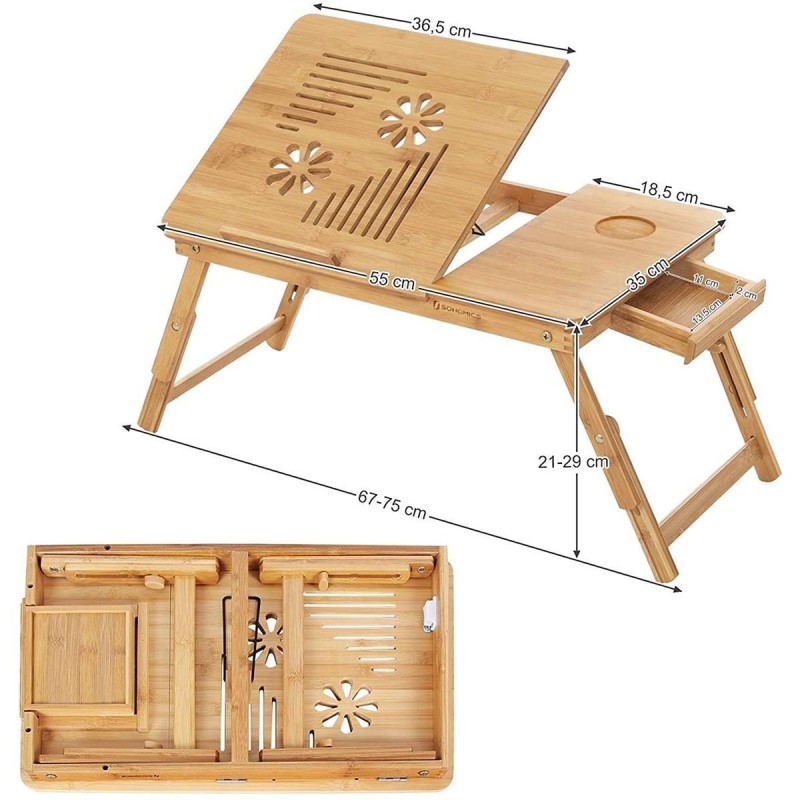 Mesa Auxiliar para Ordenador Portátil DAISY, en Madera de Bambú