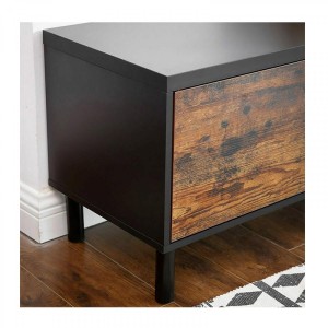Banco con Almacenaje IBRAM, en Madera y Metal, color Negro y Marrón Oscuro