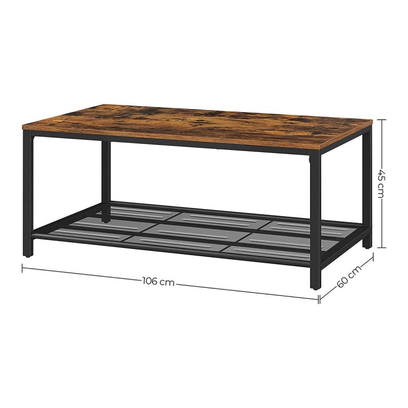 Mesa Auxiliar GENOVA, en Metal y Madera, color Negro y Marrón