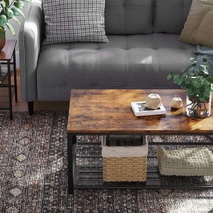 Mesa Auxiliar GENOVA, en Metal y Madera, color Negro y Marrón