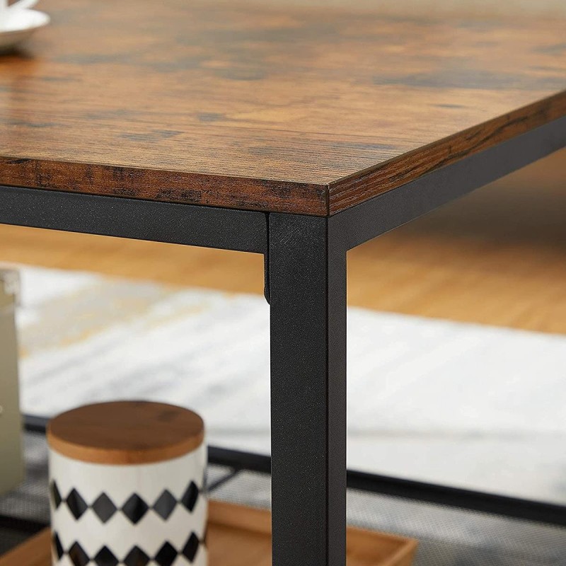 Mesa Auxiliar GENOVA, en Metal y Madera, color Negro y Marrón