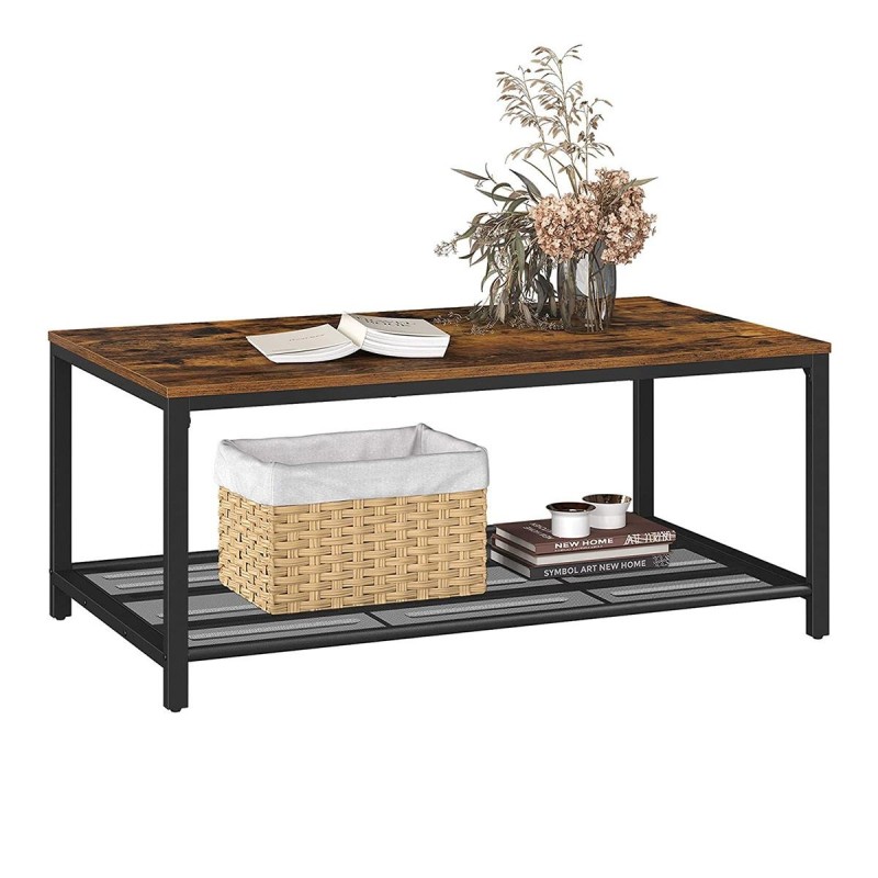 Mesa Auxiliar GENOVA, en Metal y Madera, color Negro y Marrón