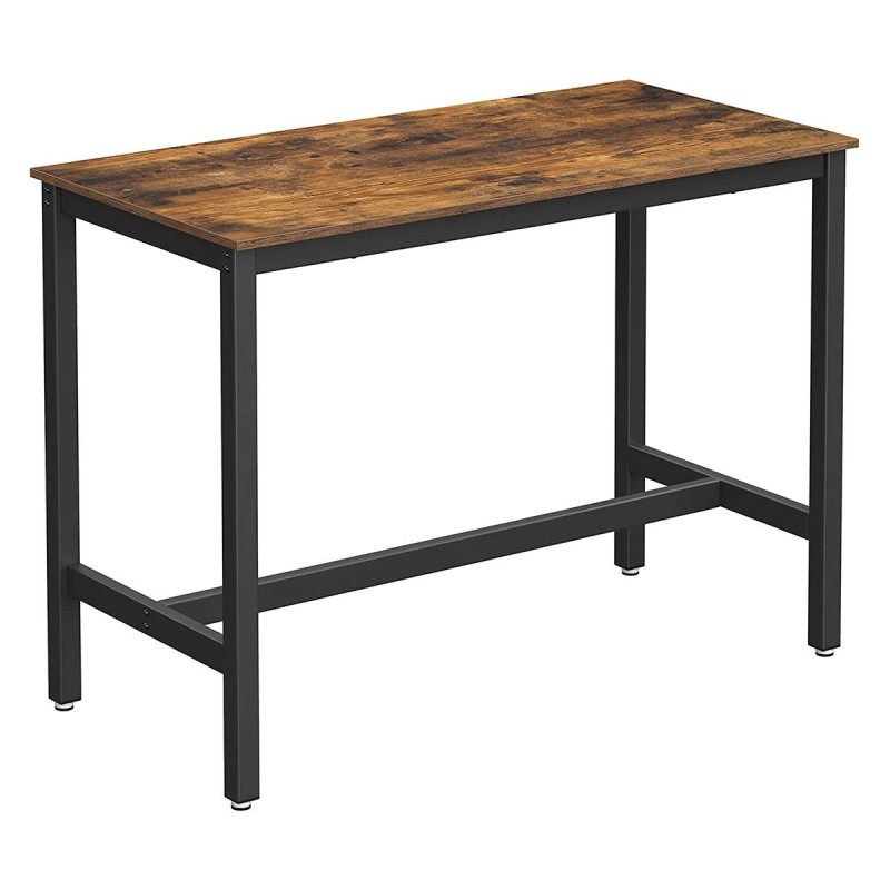 Mesa Alta SYDNEY, en Metal y Madera, color Negro y Marrón Oscuro