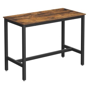 Mesa Alta SYDNEY, en Metal y Madera, color Negro y Marrón Oscuro