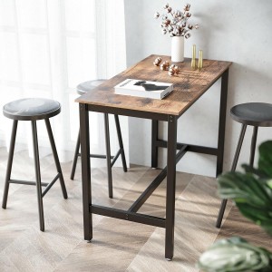 Mesa Alta SYDNEY, en Metal y Madera, color Negro y Marrón Oscuro
