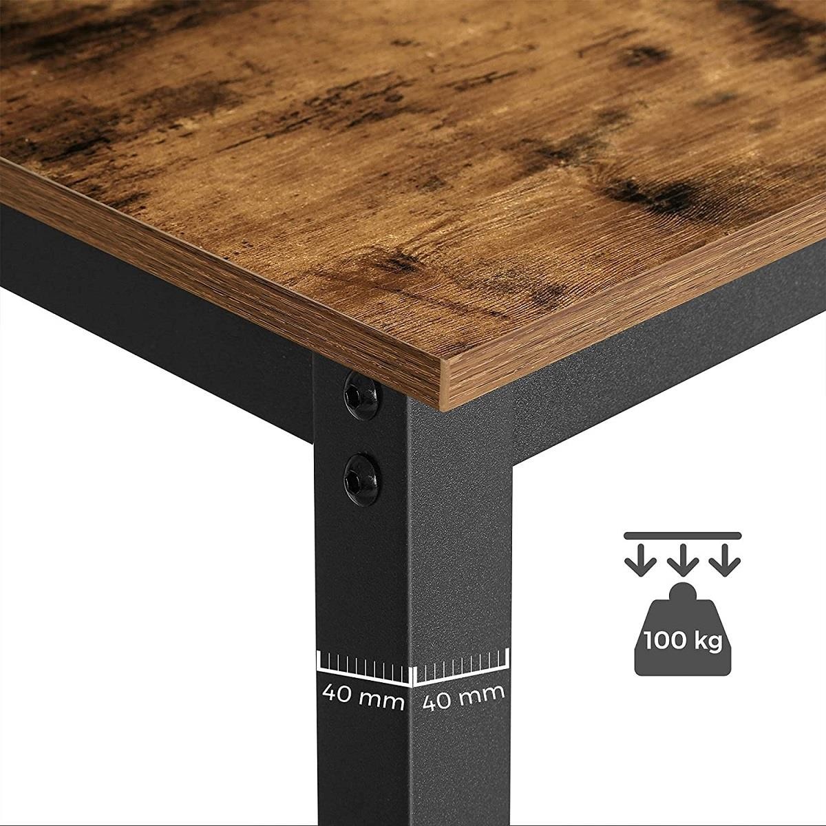 Mesa Alta SYDNEY, 120x60x90 cm, en Metal y Madera, color Negro y Marrón Oscuro