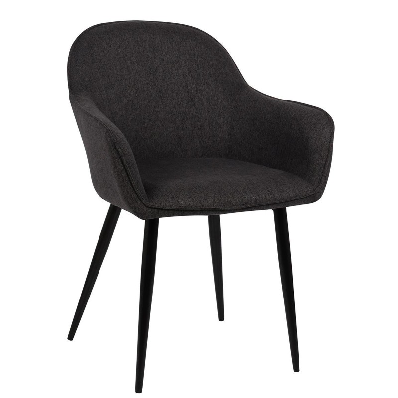 Silla de Confidente TAMARA, Patas Negras, en Tela color Negro