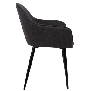 Silla de Confidente TAMARA, Patas Negras, en Tela color Negro