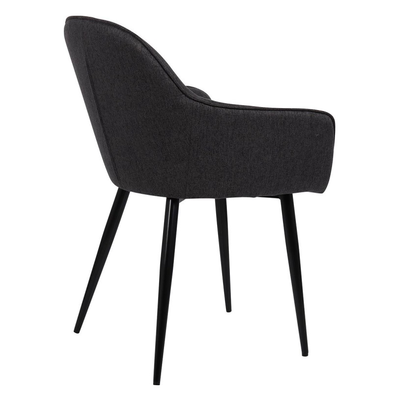 Silla de Confidente TAMARA, Patas Negras, en Tela color Negro