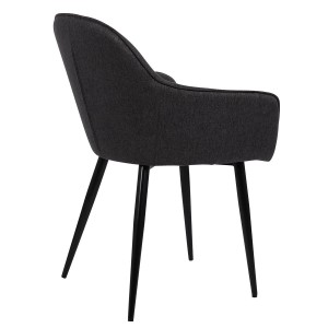 Silla de Confidente TAMARA, Patas Negras, en Tela color Negro