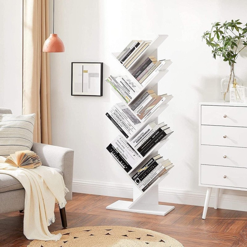 Librería MALIKA, Forma de Árbol, en Madera color Blanco