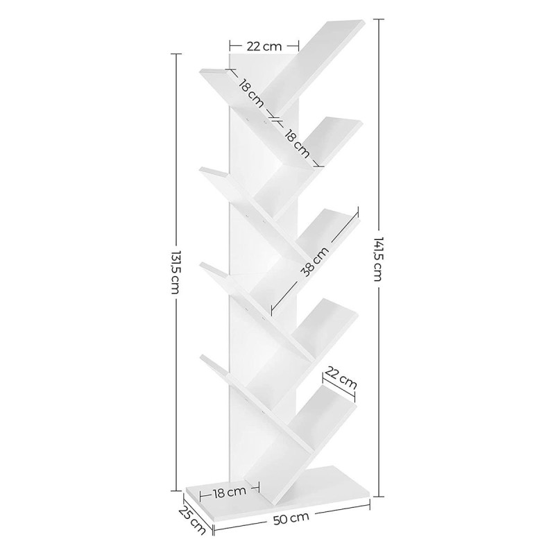 Librería MALIKA, Forma de Árbol, en Madera color Blanco