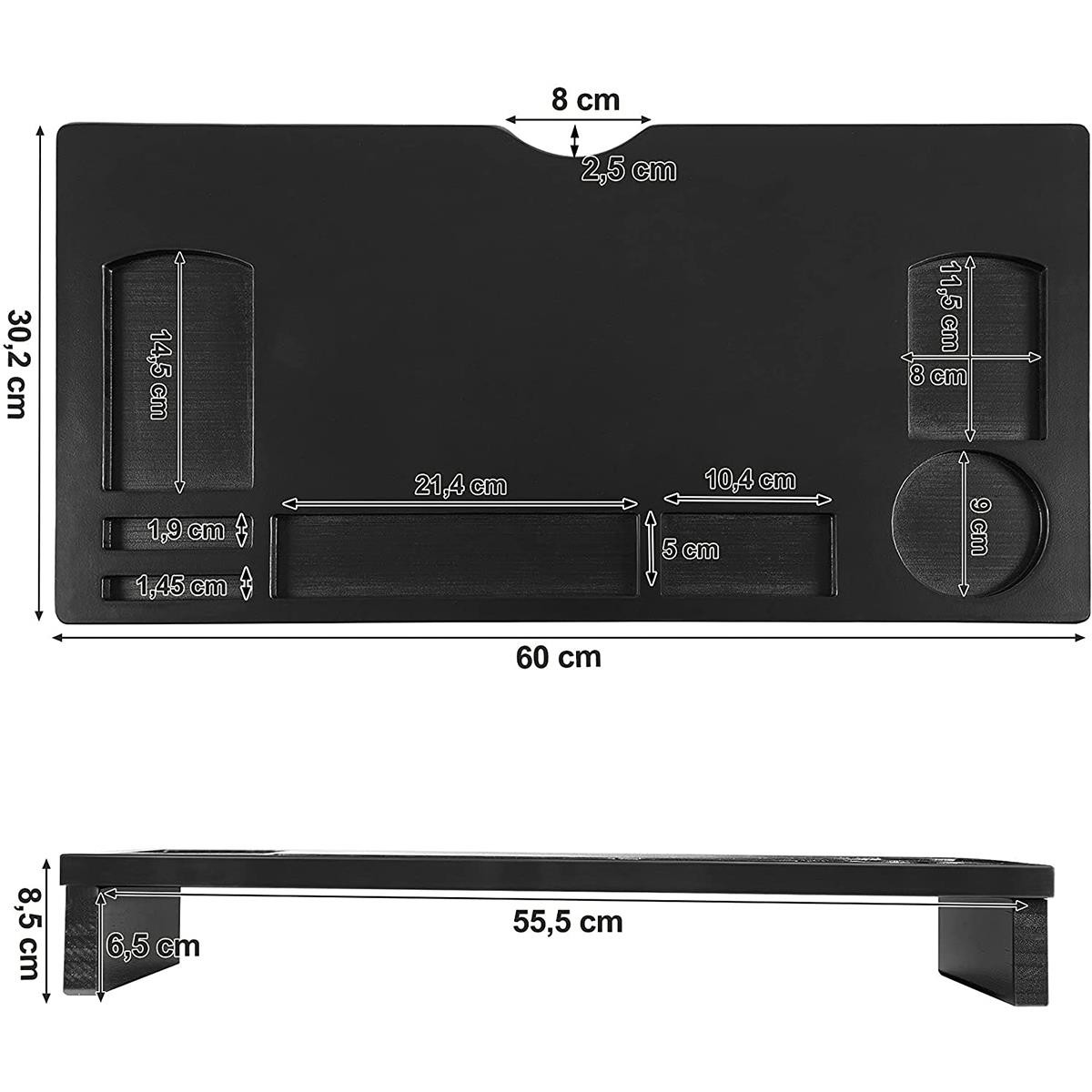 Soporte para Pantalla DALOA, Dimensiones 60x32,2x8,5 cm, de Madera de Bambú color Negro
