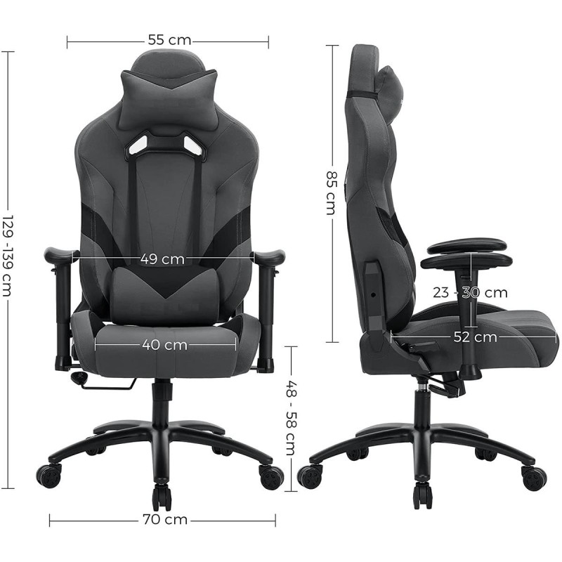 Silla Gaming SPYDER en Tela color Gris y Negro
