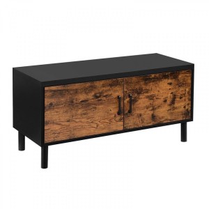 Armario MODERN, en Metal y Madera, color Negro y Marrón Oscuro