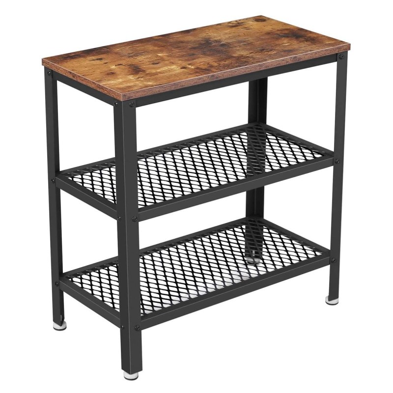 Mesa Auxiliar AVRIL, en Metal y Madera, color Negro y Marrón Oscuro