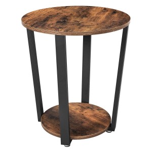 Mesa Auxiliar FILO, en Metal y Madera, color Negro y Marrón Oscuro