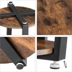 Mesa Auxiliar FILO, en Metal y Madera, color Negro y Marrón Oscuro