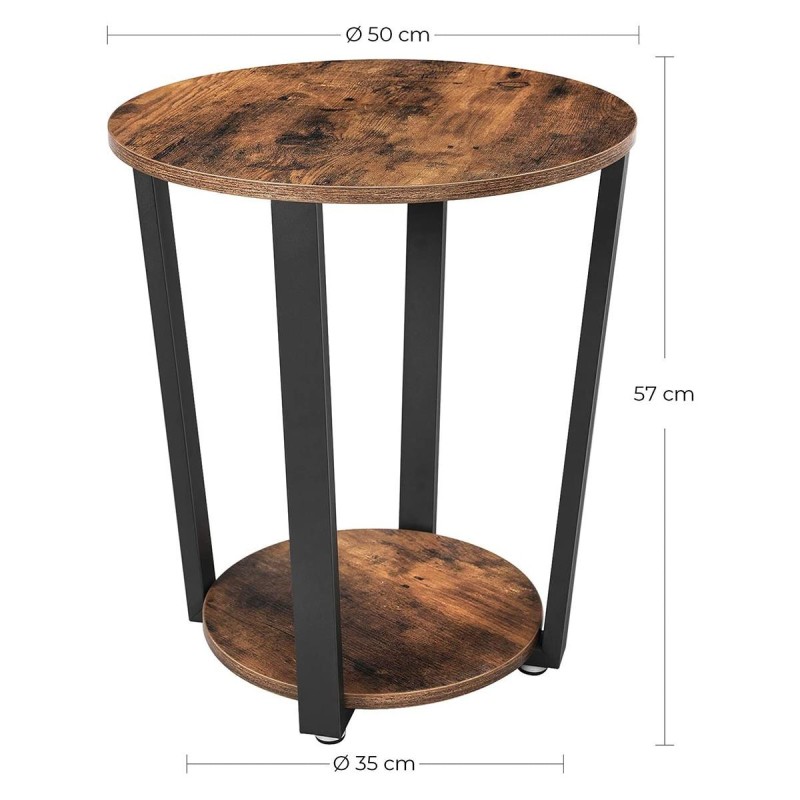 Mesa Auxiliar FILO, en Metal y Madera, color Negro y Marrón Oscuro