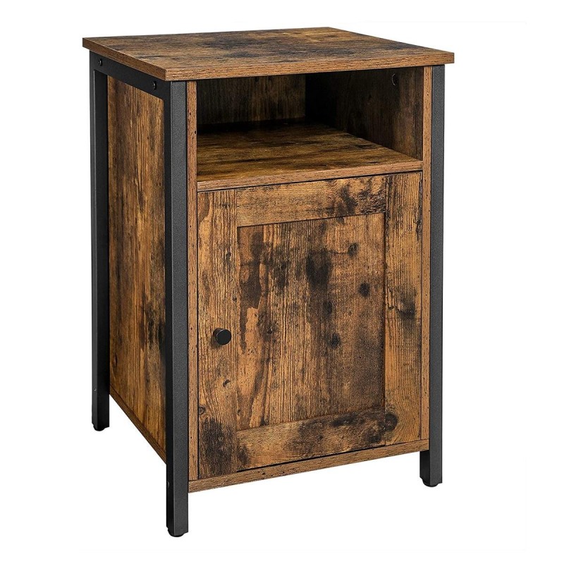 Mesa Auxiliar BILLY en Metal y Madera, color Negro y Marrón Oscuro