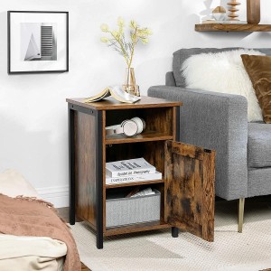 Mesa Auxiliar BILLY en Metal y Madera, color Negro y Marrón Oscuro