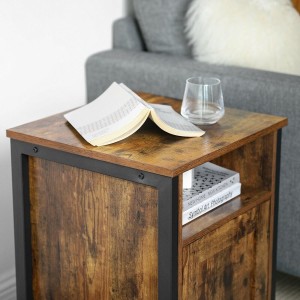Mesa Auxiliar BILLY en Metal y Madera, color Negro y Marrón Oscuro