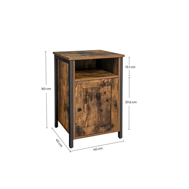Mesa Auxiliar BILLY en Metal y Madera, color Negro y Marrón Oscuro