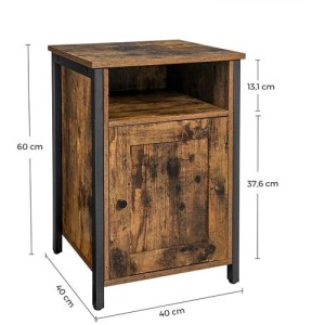Mesa Auxiliar BILLY en Metal y Madera, color Negro y Marrón Oscuro