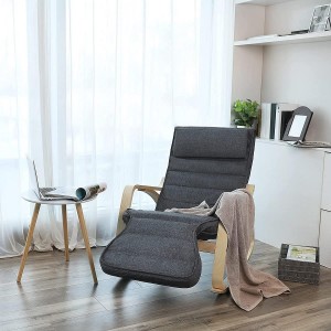 Mecedora con Reposapiés MOLDY en Tela color Gris claro