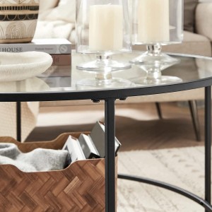 Mesa auxiliar de cristal TIVOLI, Estructura color Dorado