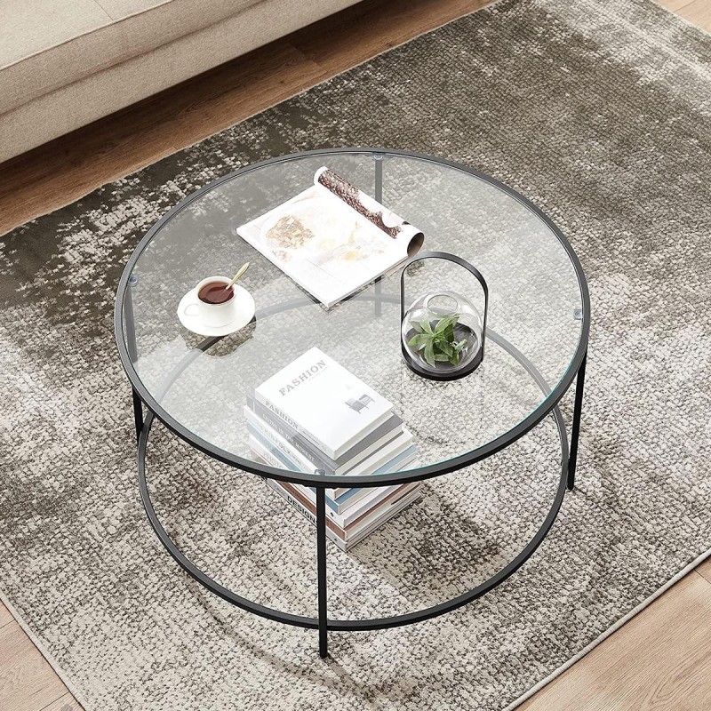 Mesa auxiliar de cristal TIVOLI, Estructura color Dorado