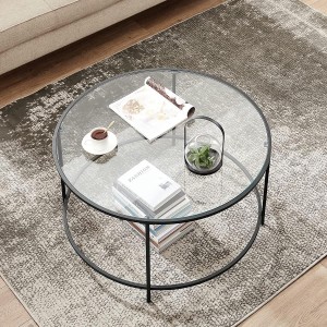 Mesa auxiliar de cristal TIVOLI, Estructura color Dorado