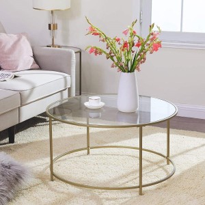 Mesa auxiliar de cristal TIVOLI, Estructura color Dorado