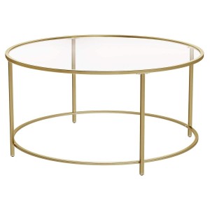 Mesa auxiliar de cristal TIVOLI, Estructura color Dorado