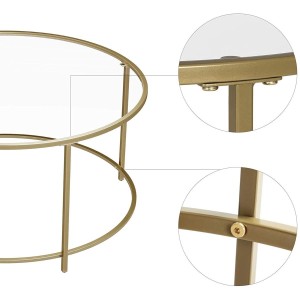 Mesa auxiliar de cristal TIVOLI, Estructura color Dorado