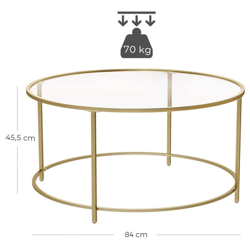 Mesa auxiliar de cristal TIVOLI, Estructura color Dorado