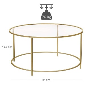 Mesa auxiliar de cristal TIVOLI, Estructura color Dorado
